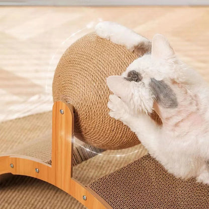 1PC Cat Scratcher Ball Cat Scratching Ball Scratcher Toy with Ball for Cats And Dogs, Interactive Solid Wood Scratcher Pet Toy