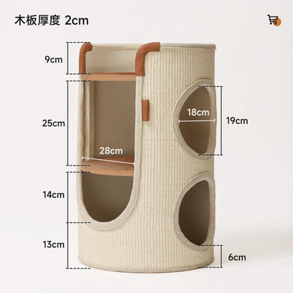 ZML cat climbing frame small apartment does not occupy a cat's nest, four-season household double-layer cat scratching bucket