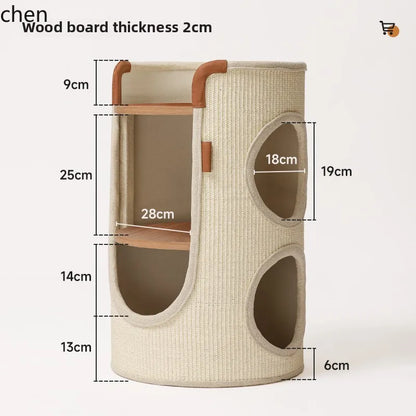 ZML cat climbing frame small apartment does not occupy a cat's nest, four-season household double-layer cat scratching bucket