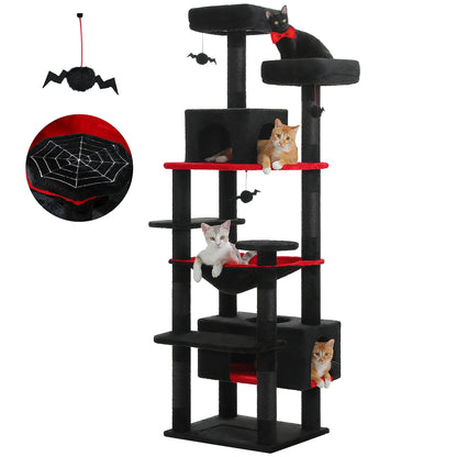 Large Multi-Level Cat Tree Tower for Indoor Cats – Extra Spacious Condo, Wide Hammock, Sisal-Covered Scratching Posts, Padded Perches & Interactive Cat Toys