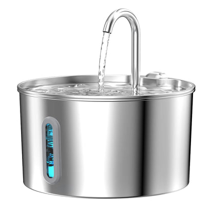 2.2L Stainless steel pet water fountain, artesian water fountain for cats, ultra-quiet water pump with filter