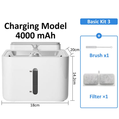 Pet Water Fountain Filter, Wireless Sensor Drinker, Pet Feeder for Cat and Dog, Water Dispenser, Auto Drinking Fountain