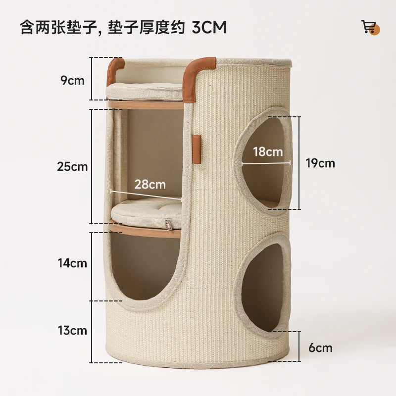 ZML cat climbing frame small apartment does not occupy a cat's nest, four-season household double-layer cat scratching bucket