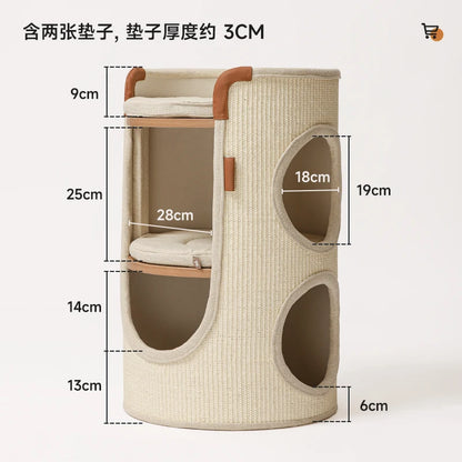 ZML cat climbing frame small apartment does not occupy a cat's nest, four-season household double-layer cat scratching bucket
