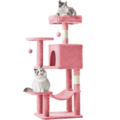 44/54 Inch Indoor Cat Tree, Cat Tower - Multi-Level Cat Condo Cat Furniture with Scratching Post, Hammock, Cave, Anti-Tilt Stable House Condo Pet Playhouse, Easy to Assemble, Perfect Gift for Indoor Kittens And Cats, Pet Home