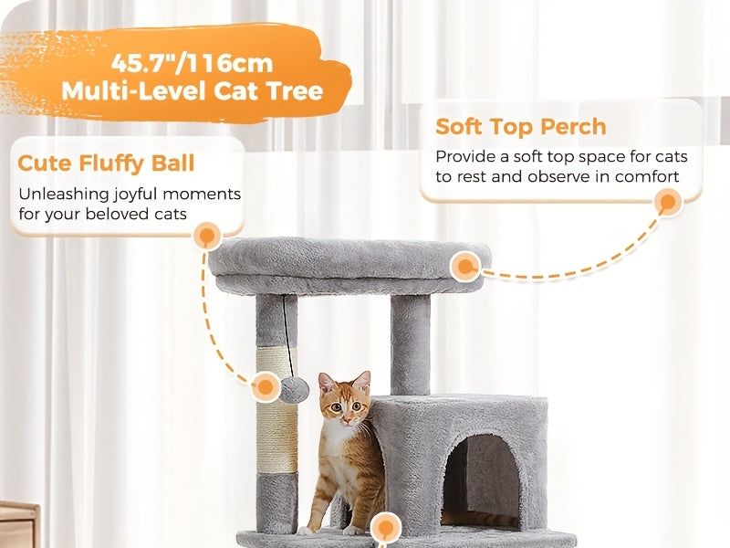 Tall Cat Tree 70.9"/ 45.7" Cat Tower - Multi-Level Activity Center For Indoor Cats With Metal Frame, Large Hammock, Dual Condo Houses, And Scratching Posts, Christmas Gift For Indoor Kittens & Cats