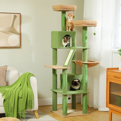 Tall Cat Tree 70.9"/ 45.7" Cat Tower - Multi-Level Activity Center For Indoor Cats With Metal Frame, Large Hammock, Dual Condo Houses, And Scratching Posts, Christmas Gift For Indoor Kittens & Cats