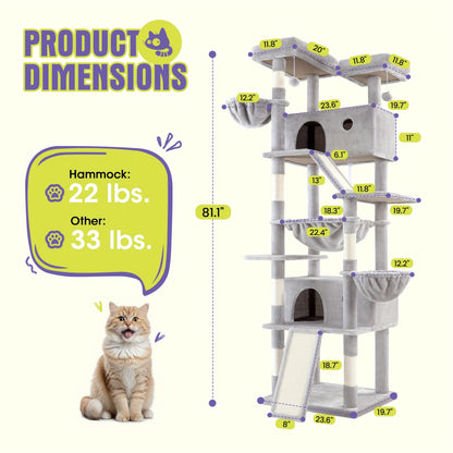 Multi-Level Cat Tree Tower for Indoor Cats – Space-Saving Modern Design with Plush Perches, Sisal Scratching Posts & Play Platforms