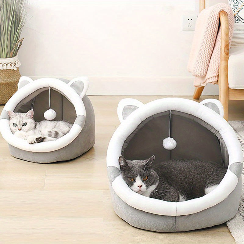 Cozy Cartoon Cat Cave Bed - Keep Your Kitten Warm And Snug In This Cute Pet House! Christmas Gift
