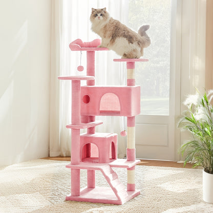 44/54 Inch Indoor Cat Tree, Cat Tower - Multi-Level Cat Condo Cat Furniture with Scratching Post, Hammock, Cave, Anti-Tilt Stable House Condo Pet Playhouse, Easy to Assemble, Perfect Gift for Indoor Kittens And Cats, Pet Home