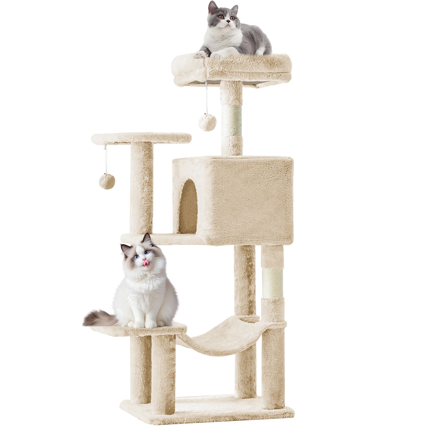 44/54 Inch Indoor Cat Tree, Cat Tower - Multi-Level Cat Condo Cat Furniture with Scratching Post, Hammock, Cave, Anti-Tilt Stable House Condo Pet Playhouse, Easy to Assemble, Perfect Gift for Indoor Kittens And Cats, Pet Home