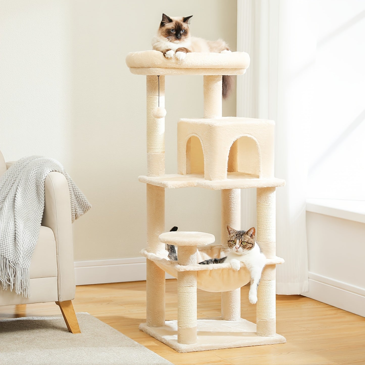 Tall Cat Tree 70.9"/ 45.7" Cat Tower - Multi-Level Activity Center For Indoor Cats With Metal Frame, Large Hammock, Dual Condo Houses, And Scratching Posts, Christmas Gift For Indoor Kittens & Cats